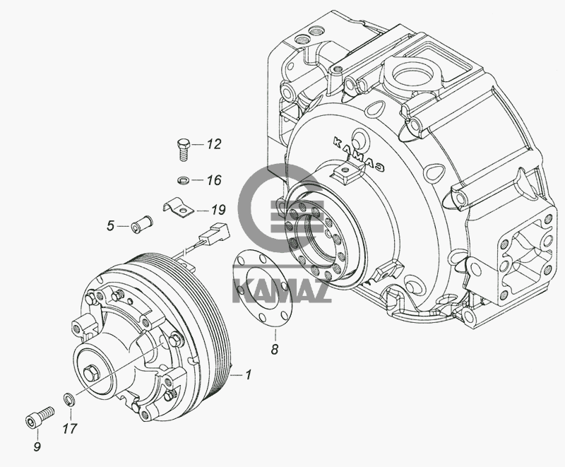 740.50-1317005 Установка электромагнитной муфты для автомобиля КАМАЗ ...